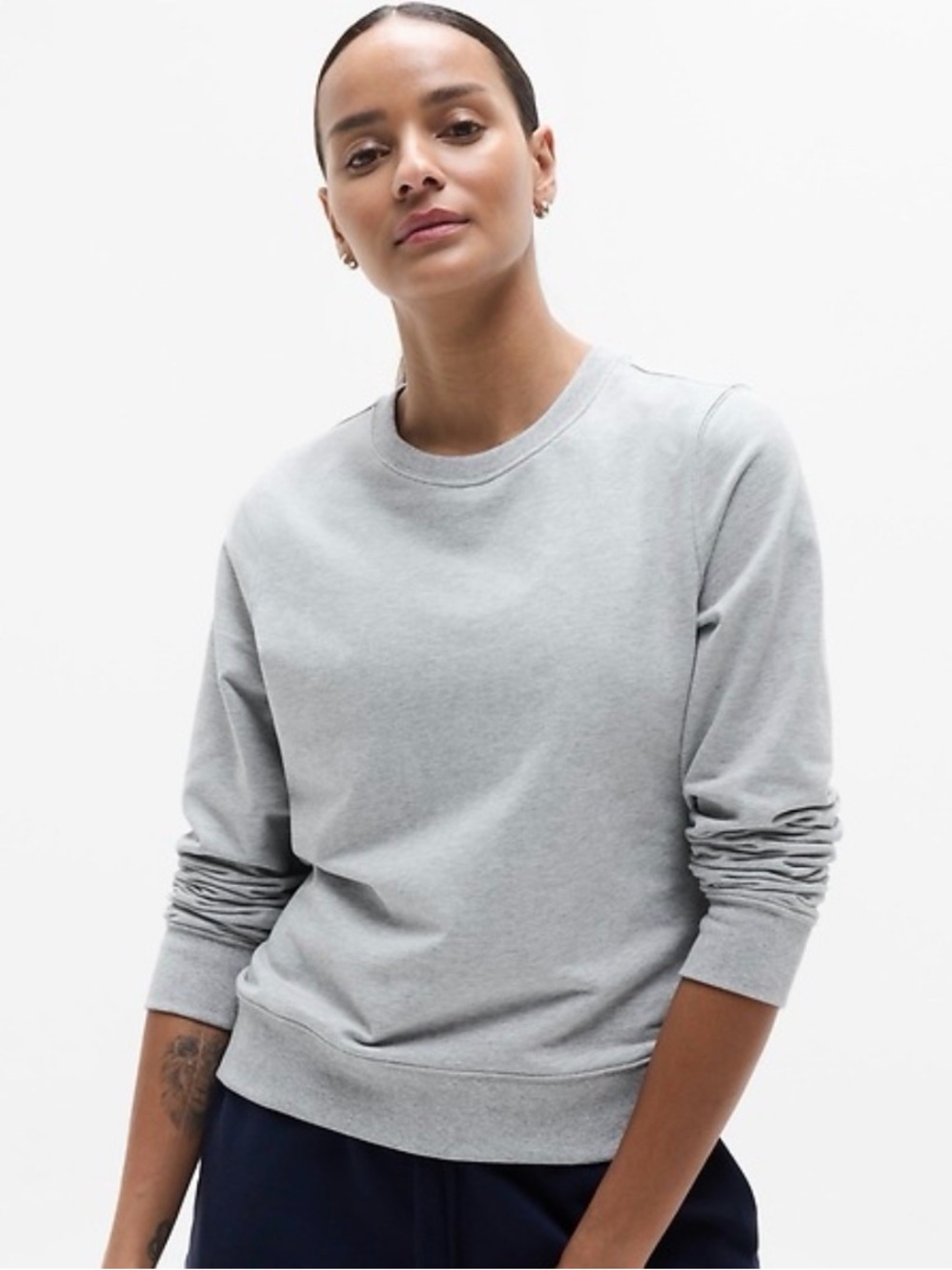 Athleta Retroterry Crewneck Sweatshirt - Light Gray
